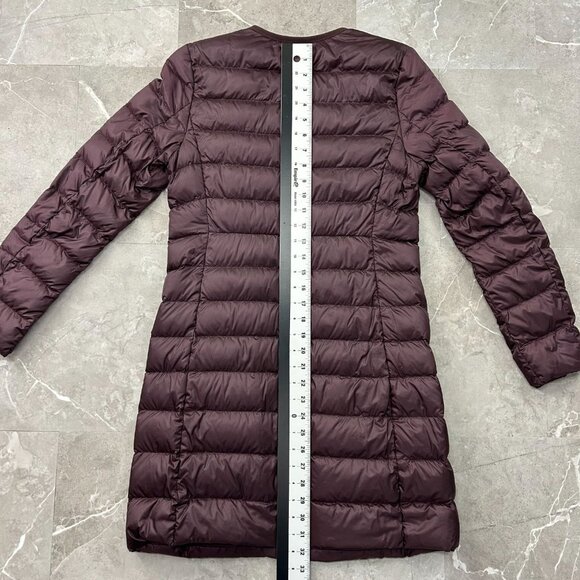 Uniqlo Down Jacket Womens XS Collarless Quilted Puffer Parka Coat Purple - Picture 8 of 9
